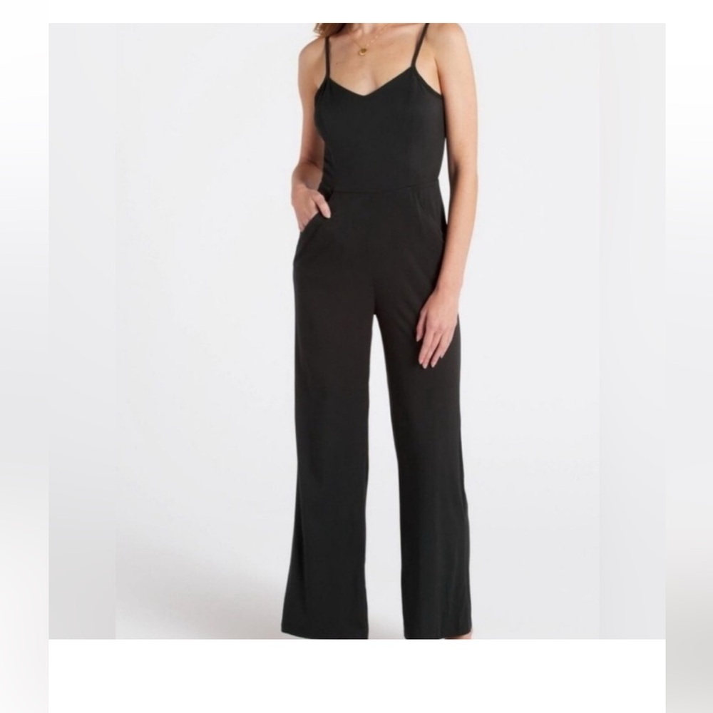 41 Hawthorn Black Wide-Leg Spaghetti-Strap Jumpsuit